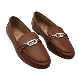 Ralph Lauren Women’s Averi Nappa Leather Loafers with Gold Hardware Size 8